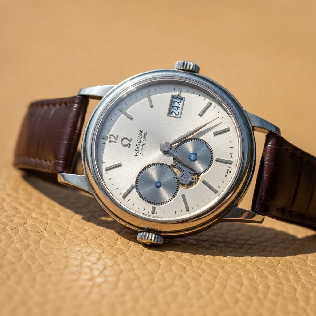 Vintage Luxusuhr auf hellem Leder